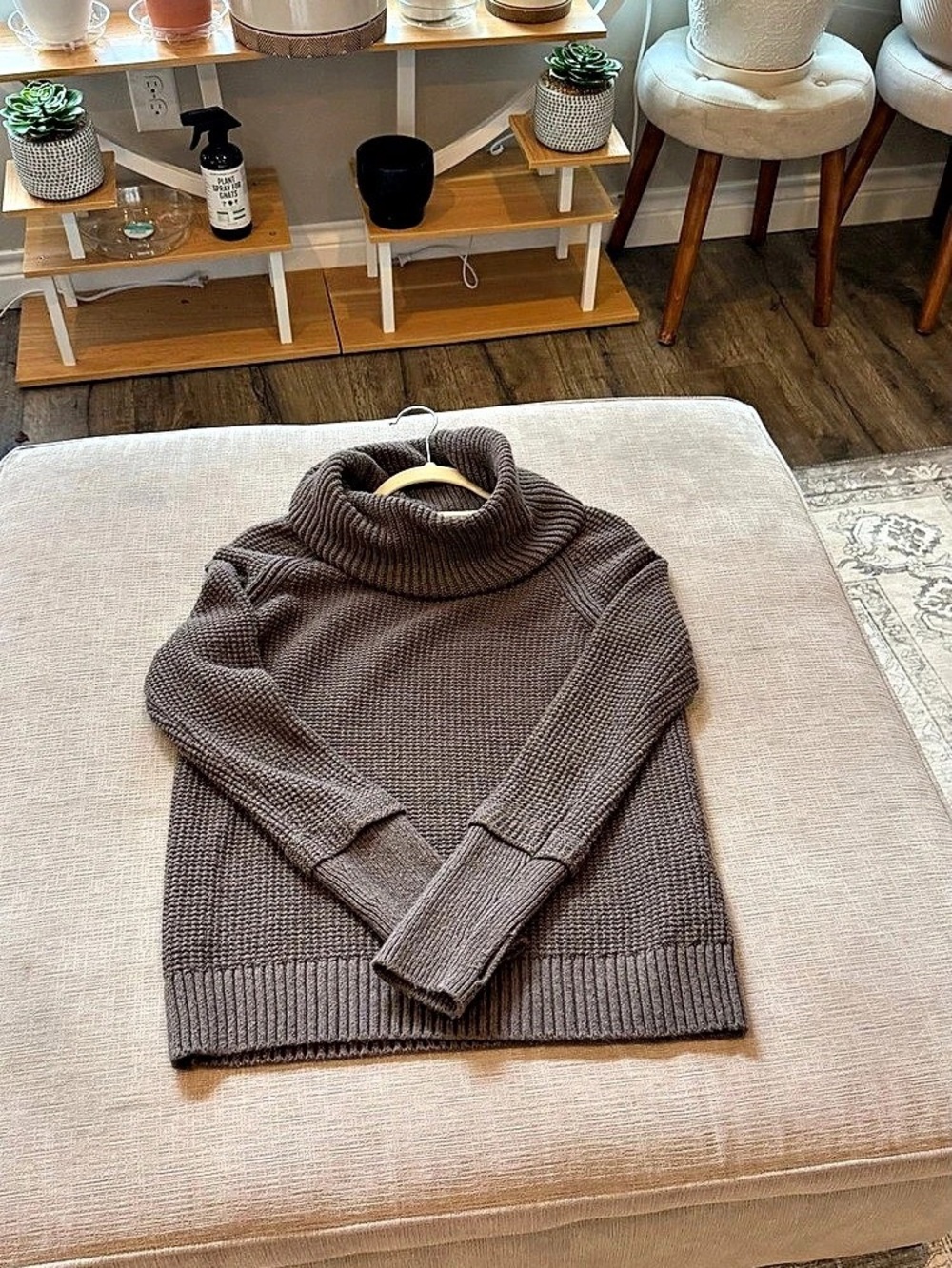 Market & Spruce Chunky Cowl Neck Sweater | Mushroom Taupe | Thumb Holes!